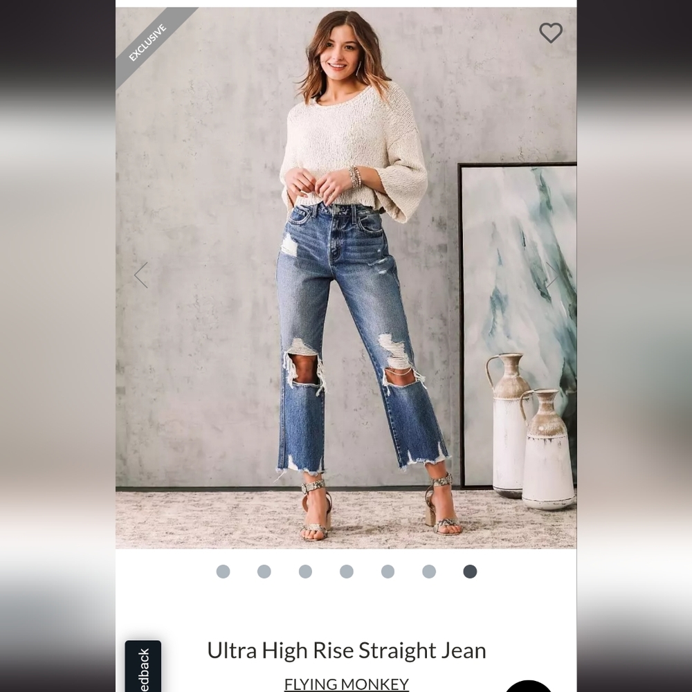 Flying Monkey  Ultra High Rise Wide Leg Cropped Jean